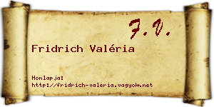 Fridrich Valéria névjegykártya